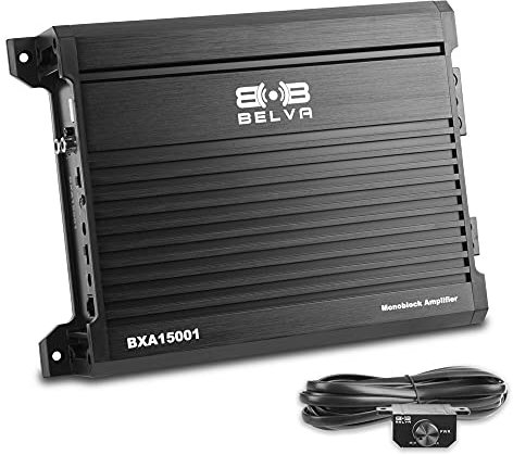 Belva BXA15001 1500W Peak BX-Series 2-Ohm Stable Class-A/B Monoblock Car Audio MOSFET Amplifier with Remote Subwoofer Level Control