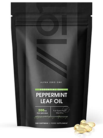Peppermint Oil 200mg - Cold-Pressed 180 Capsule Softgels (6 Months Supply) - Fast Absorbing & Easy to Digest - 100% Natural Peppermint Oil Digestive Supplement