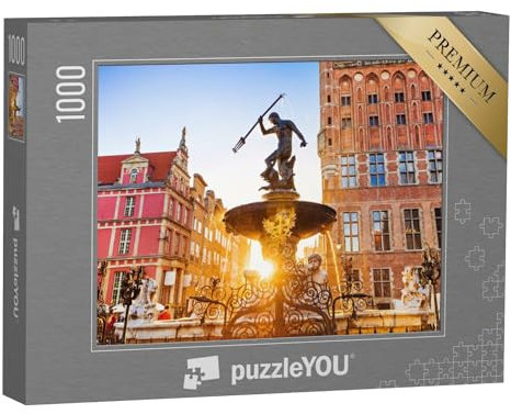 puzzleYOU: Puzzle 1000 Teile „Neptunbrunnen bei Sonnenuntergang, Danzig, Polen“ – aus der Puzzle-Kollektion Danzig