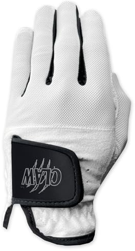 CaddyDaddy Claw PRO Golf Gloves for Men | Flex-Mesh Suede/Design for Cool Ventilation | Lasts 3-5 Times Longer Than Leather | Silicone-Web Coating for Maximum Grip | Washable | White | LH-XL