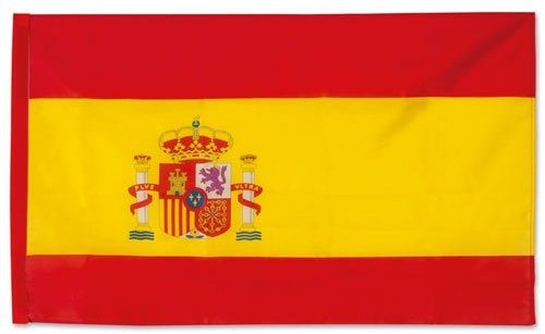 Bandera de España con Escudo 150x90 cm. Bandera de España en suave y resistente poliéster.