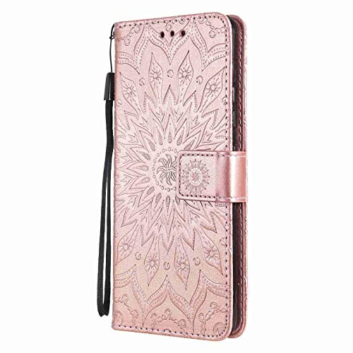 Reevermap Samsung Galaxy A53 5G Case Leather Protective Phone Cover for Samsung Galaxy A53 5G Flip Wallet, Shockproof Premium Magnetic Embossed Mandala Silicone Bumper with Kickstand, Rose Gold