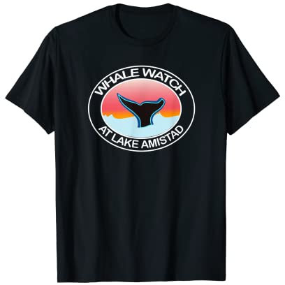 Lustige Wal-Uhr am Amistad-See Texas Schwanz Wasser Sonnenuntergang T-Shirt