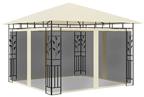 Leepesx Gazebo da Giardino con Zanzariera Gazebo Pergola Gazebo Esterno Gazebo con Zanzariera 3x3x2,73 m Crema 180 g/m²
