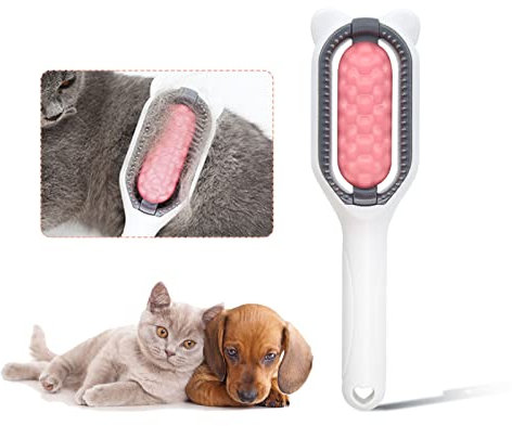 FuninCrea 4 in 1 Universal Pet Knots Remover, Pet Cleaning Hair Removal Comb Portable Multifunctional Pet Hair Knot Remover Reusable Pet Hair Brushing Tool for Pet Hair Cleaning and Grooming (Pink)