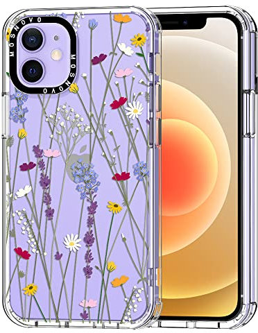 MOSNOVO für iPhone 12 / iPhone 12 Pro Hülle – Durchsichtige, schlanke, stoßfeste TPU+PC-Handyhülle, [6,6 Fuß Fallschutz/Anti-Abziehen] - Blumengarten