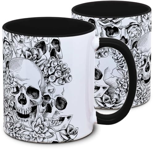 Tasse mit Totenkopf, Skull, Schädel, Gothic, Grunge, schwarz