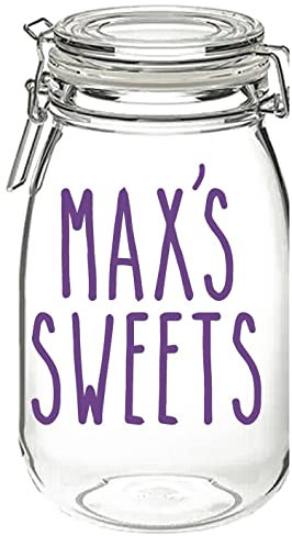 Personalised Sweets Vinyl Sticker Decal Transfer Label for Jar, Tin, Container, Gift Box. Home, Kitchen, Storage Organisation (Large - 6cm Tall Capital Letter Height)