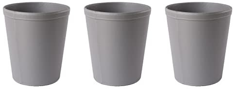 OSCO Faux Leather Waste Bin – 10 Litre Square Rubbish Basket – Stylish Leather Finish Bin for Home Office, Study, Bathroom, Desk – Easy Clean Surface – Compact & Elegant Container, 3 Pack, Grey