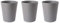 OSCO Grey Faux Leather Waste Bin | 3 Pack | Round | Height - 29 cm | Diameter - 26 cm | Circular Trash Can | Waste Paper Basket | Recycling Container | Office | Home | Bathroom