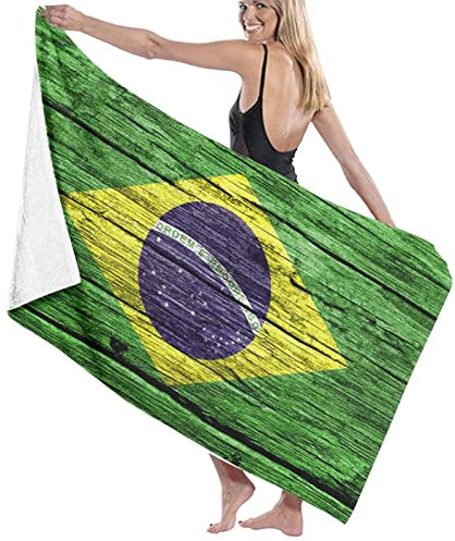 Strandtuch Flagge Von Brasilien Mikrofaser Schnell Trocknend Sporthandtücher Tragbares Strandlaken Für Camping Yoga Reisen 80X130Cm