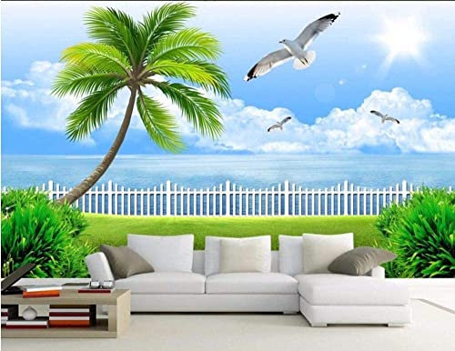 3D-Wandbilder Für Das Wohnzimmer Individuelle Fototapete Weißer Zaun Und Möwen Tapete 3D-Tapetenpaste Wohnzimmer Die Wand Für Schlafzimmer Wandbordüre - Für Büro Schlafzimmer Esszimm 400(B)x280(H)cm