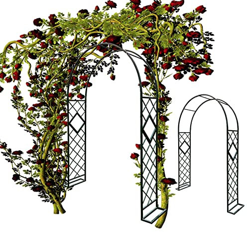 Garden Arch Wedding Arch Garden Arbor Archway with Iron Wires for Indoor Outdoor Wedding Party Garden Patio Trellis Climbing Plant Garden Various Bridal Party Decoration ( Color : Black , Size : 340x2