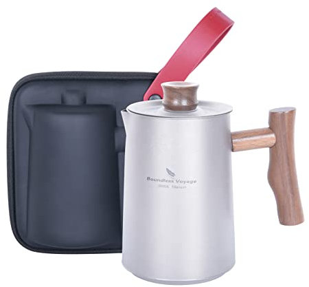 Boundless Voyage Ti3116D Théière de camping en titane avec tasse et tasse