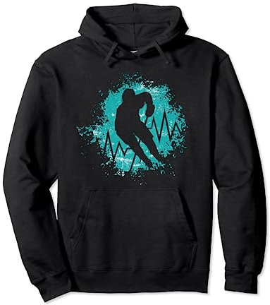 Herzschlag EKG Eishockeyspieler Eishockey Kinder Jungs Mann Pullover Hoodie