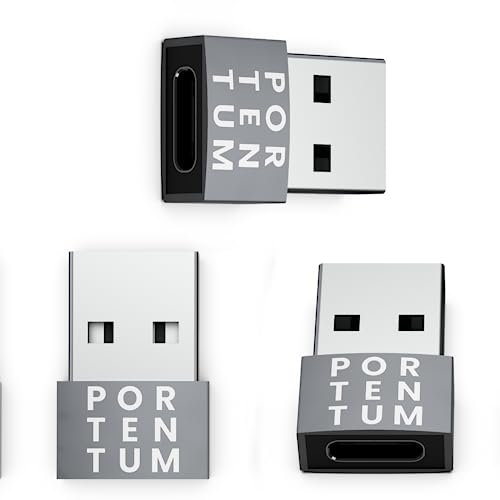 PORTENTUM USB auf USB C Adapter – 480 MB Geschwindigkeit – Premium-Zink ermöglicht mit hoher Hitzebeständigkeit – Adapter USB auf USB C mit nur 4 Gramm