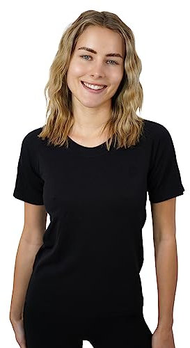 STARK SOUL Sport Shirt Damen Kurzarm Seamless - Racer - Laufshirt, Schwarz, Größe: M/L