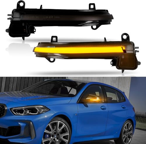 OZ-LAMPE LED Spiegelblinker für BMW 1Series F20 F21 2Series F22 3Series F30 F31 F34 F35 4Series F32 F33 F36 X1 E84, LED Blinker mit Canbus Fehlerfrei, Schwarz