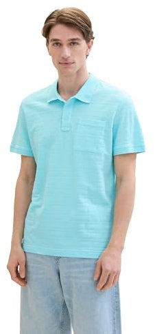 TOM TAILOR Herren Basic Poloshirt mit Struktur, caribbean turquoise, XXL