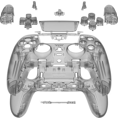 eXtremeRate Full Set Housing Shell with Buttons Touchpad Compatible with ps5 Edge Controller, Clear Black Custom Replacement Decorative Trim Shell Front Back Plates Compatible with ps5 Edge Controller