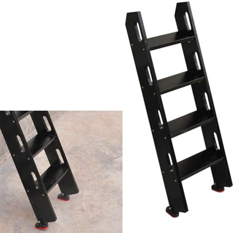 YANBI Etagenbett Leiter Bodenstehende Schwarze Wohnmobil-Etagenleiter, rutschfeste Doppelbettleitern mit Fußpolstern, 110/137 cm Lange Trittleiter für Auto-Boot-Loft-Yacht (Size : 4 Step 137cm (54))