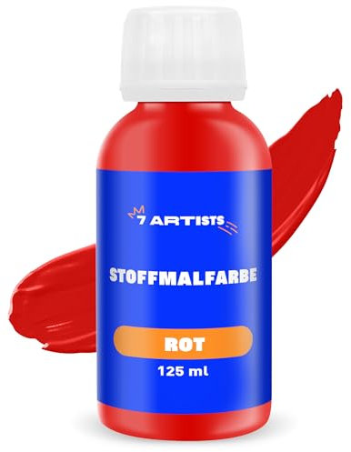 7 Artists Colori per Tessuti Permanenti - Tempera per Tessuti Rossa 125 ml | Pittura per Tessuti | Colore per Tessuti | Tempera per Tessuti | Vernice per Tessuti | Colori per Stoffa | Fabric Paint