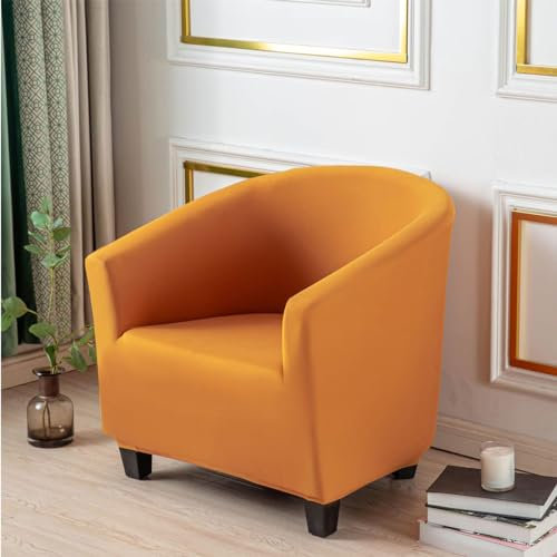 Surwin Sesselbezug Elastische Sesselschoner, Einfarbig Sesselüberwurf Universal Chair Schonbezug Sofabezug für Clubsessel Lounge- & Cocktailsessel (One Size,Orange)