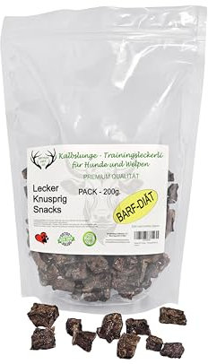 ARTISAN GIFT CO Récompenses d'entraînement pour Chiens - 100% Viande délicieuse déshydratée, adaptées au régime Barf (200 g, Cubes de poumon de Bœuf)