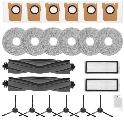 Nuo desire 23 Pièces Kit D'accessoire pour Dreame L20 Ultra,Accessoires pour Dreame L20 Ultra / X20 Ultra Complete Robot 2Brosse Principale,6Sacs Poussière,6Brosses Bord,2Filtres, 6 Chiffons,1Brosse