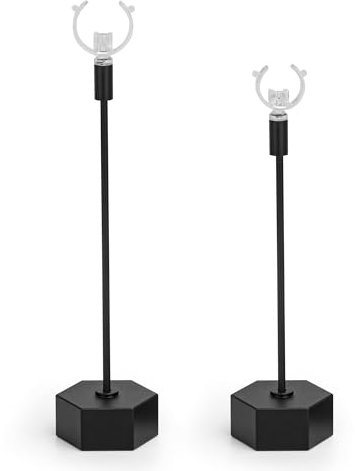 Jim Display Ringhalter aus Metall, für Schmuck, Hochzeit, Verlobung, Ringhalter, Ringaufbewahrung, Organizer für Nachttisch, Dekoration, Schmuckzubehör, Schwarz, Höhe 16 cm und 14 cm, 2 Stück