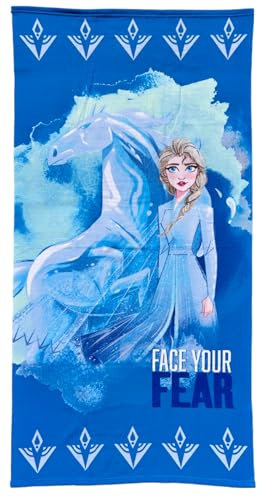 CARTOON Strandtuch Frozen II Elsa und Nokk 140 x 70 cm schnelltrocknendes Handtuch aus Polyester-Mikrofaser für Meer und Schwimmbad