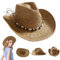 Hilai Chapeau de Cowboy en Paille, Protection Solaire, Largeur de Bord, Respirant, Perles, Occidental, Femmes, Kaki, Chapeau, Accessoire de Mode, Été, Multi-occasion, Unisex-Adultes