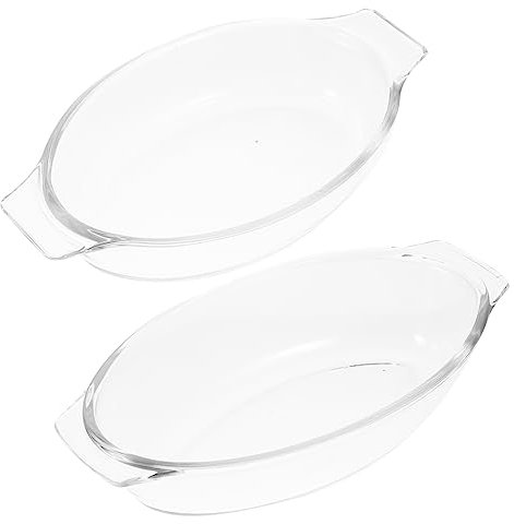 LABRIMP 2piezas Bandeja De Vidrio Templado Fuente De Horno Plato Para Ensalada Cristalería Práctica Hogar