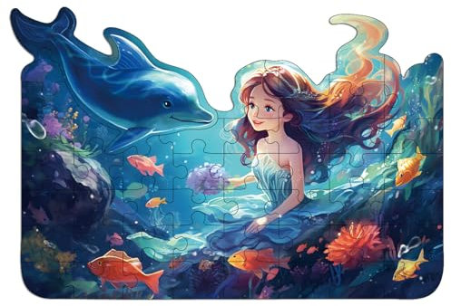 Kinderpuzzle,47 Teile Puzzle Kinder-The Little Mermaid-Rahmenpuzzle,Rainllon Puzzle Kinder,Puzzle ab 3 4 5 6,Puzzle ab 3 4 5 6 Jahre Mädchen für Spiele ab 2 Jahre,Kindergeburtstag Geschenke Mädchen