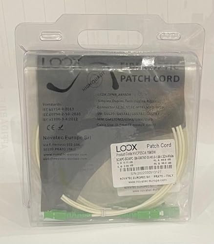 LOOX NVCP2SCA-15MSWBLISTER10 cavo in fibra ottica, per modem fibra FTTH casa. Patch cord fibra ottica SC/APC - SC/APC, Monomodale Single Mode, 9/125μm, LSZH, lunghezza 1,5 mt (10), blister 10 pz