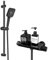 Lonheo Grifo Ducha Negro Termostatico, Columna Ducha con Repisa, Barra Ducha 70cm, Alcachofa de Ducha con 3 Modos, Manguera de ducha de PVC 150cm, Conjunto Ducha para Bañera