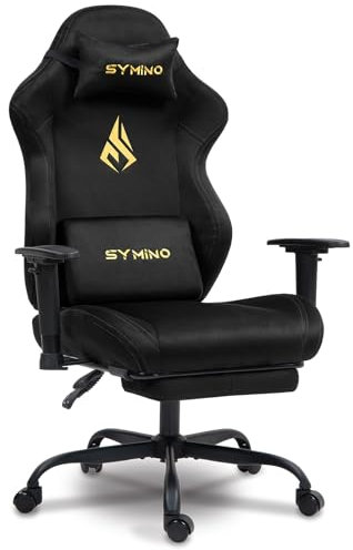 Symino Chaise de gaming Racing - Fauteuil gamer - En daim synthétique - Aussi douce que la fourrure - Ergonomique - Chaise de bureau réglable et pivotante - Avec repose-pieds