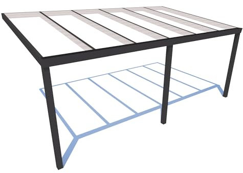 Schweng Terrassenüberdachung S400 in Anthrazit mit Polycarbonat in klar oder milchig, 606 x 355 cm
