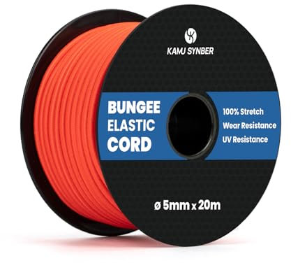 Kamu Synber Gummiseil 5mm x 20m Expanderseil Spanngummi Spannseil Gummischnur für Anhänger, Sonnensegel, Plane | UV Beständig Wetterfest | Orange