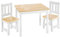tectake® Sitzgruppe, Balkonset 3 teilig, Bistro Set mit Tisch und 2 Stühlen, Holz Möbel Natur weiß