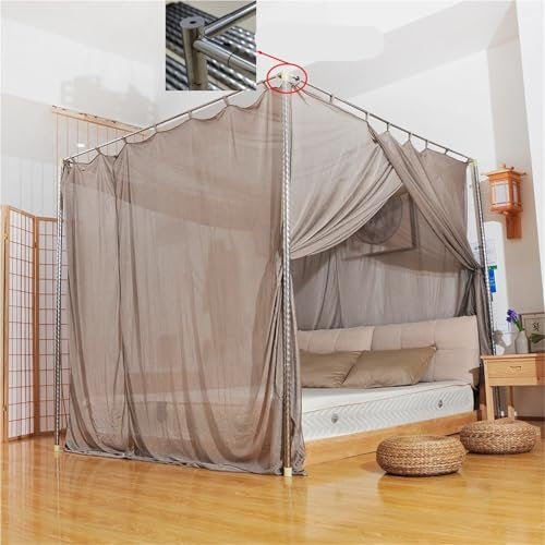 Edelstahl Bett Baldachin Rahmen Betthimmelgestell aus Edelstahl for Moskitonetz, Schraubverbindungsverstärkung, Betthimmelgestell in voller Größe, Stangen aus Edelstahl for Betthimmelgestell(220x220x2
