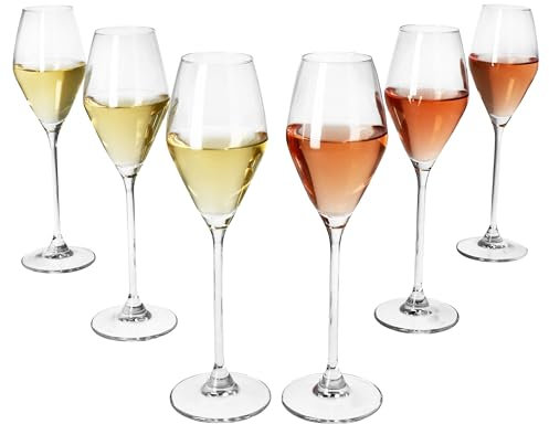 MamboCat 6er Set Doyenne Sekt-Gläser I 100ml, Höhe 23,5cm I für 6 Personen I klare Sektflöte mit Fuß I transparente Gläser für Champagner, Rosé, Sekt, Schaumweine & Co. I Hochzeit, Partys
