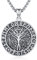 YueYuan Wikinger Rune Halskette 925 Sterling Silber Yggdrasil Anhänger Odin Rabe Halskette Nordischer Schmuck für Herren Männer Wikinger Kultur Liebhaber