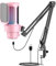 Xolsurg USB Gaming Microphone Computer Mic Kit RGB Lighting Cardioid Mode Quick Mute and Gain Knob for Gaming/Meeting/Live Streaming/Audio Recording Video Plug & Play Compatible w (Pink)