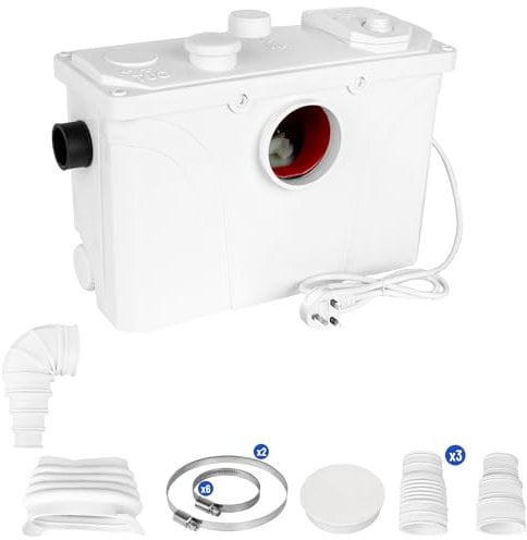 700W Macerator Water Pump Sanitary for Toilet Shower Bath Sink Kitchen Sewerage Grinder Waste Water Sump Pump for Shower Laundry Sink Marine Toilet 4 Inlets & 2 Outlets