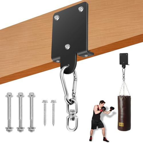 HuuppHip Punching Boxing Bag Hanger, Carbon Steel Heavy Beam Mount Boxing Bag Bracket, 360° Rotation Wall Heavy Bag Hanging Hook for Boxing Muay Thai Training Swing Hammock Chair,Aerial Yoga Swing