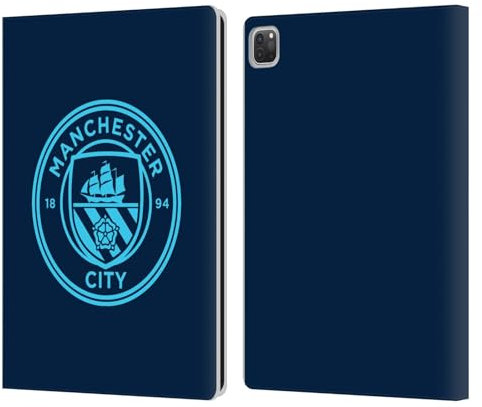 Head Case Designs Licenza Ufficiale Manchester City Man City FC Blu Elettrico Stemma Custodia Portafoglio in Pelle Compatibile con Apple iPad PRO 12.9 2020/2021/2022
