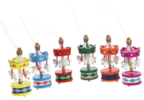 SOLUSTRE Teiliges Mini Weihnachtskarussell mit Goldpulver Wiederverwendbare Merry Go Round Ornamente Festliche Baumschmuck Anhänger für Weihnachtsdeko Farblich Sortiert