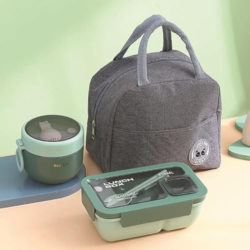 USGLOBL Lunch Box Adults Kids, Bento Lunch Box Adults with Lunch Bag,Utensils,Oats Container and Cutlery,Bento Box Microwave Safe,Food Storage Box Sandwich Box for Work School Office