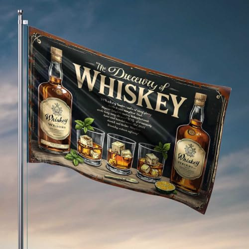 Flags For Man Cave, The Distillery Of Whiskey: A Journey Through Time Flagge, Raumflaggen für Mädchen, Poolzubehör (120 x 180 cm)